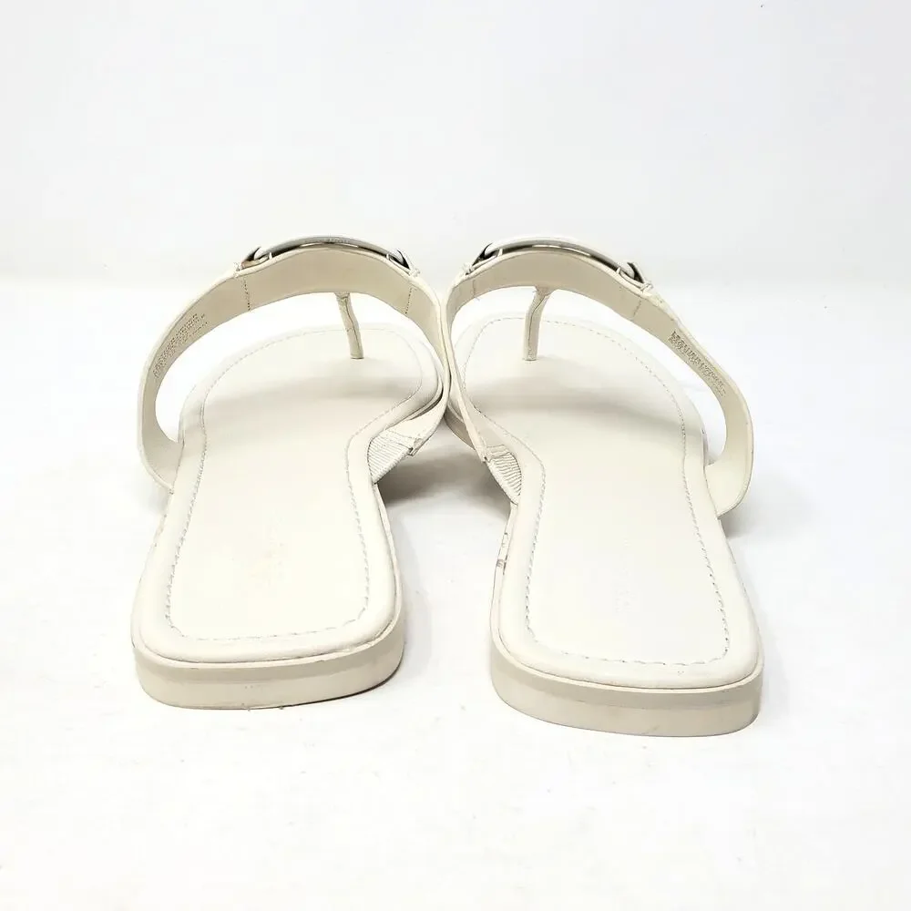 Tory Burch Georgia Flat Thong Sandals New Ivory Calf Leather 161217 Size US 10 M